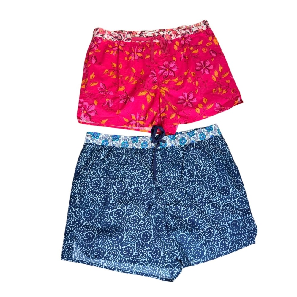 Sundance New XL Cotton Shorts SET OF 2 Pink Blue Batik Elastic Lightweight Boho